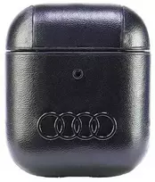 Apple AirPods 1 / 2 Audi Leather Big Logo Cover (AU-AP-GT/D3-BK) dėklas ausinėms juodos spalvos