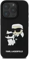 Karl Lagerfeld 3D Rubber Karl and Choupette Apple iPhone 16 Pro Max dėklas telefonui juodos spalvos