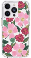 Rifle Paper Skaidrus šautuvų popierius – aukso spalvos dėklas skirtas iPhone 14 Pro Max (Rose Garden)
