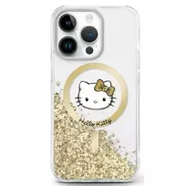 Hello Kitty HKHMP16LLGDIH Apple iPhone 16 Pro 6.3" dėklas telefonui aukso spalvos Liquid Glitter Fever MagSafe