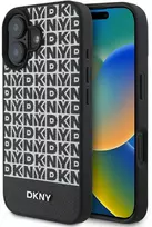 DKNY PU Leather Repeat Pattern Bottom Stripe MagSafe Apple iPhone 16 Plus dėklas telefonui juodos spalvos