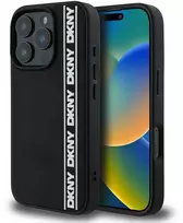 DKNY 3D Rubber Repeat Logo Line Apple iPhone 16 Pro Max dėklas telefonui juodos spalvos