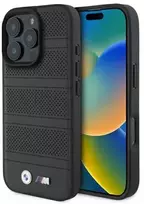 BMW BMHMP16X23PUSPK Apple iPhone 16 Pro Max 6.9" dėklas telefonui juodos spalvos M Perforated And Stitched Line MagSafe