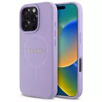 Guess GUHMP16LPSAHMCU Apple iPhone 16 Pro 6.3' dėklas telefonui violetinės spalvos Saffiano MagSafe