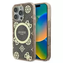Guess GUHMP16XH4PYEEW Apple iPhone 16 Pro Max 6.9″ rudos spalvos kietas dėklas IML Peony On 4G Background MagS