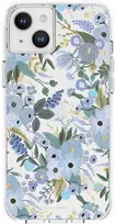 Rifle Paper Skaidrus šautuvų popierius – dėklas, skirtas iPhone 14 Plus (Garden Party Mėlyna)