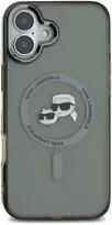Karl Lagerfeld IML K&CH Heads Metal Frame MagSafe Apple iPhone 16 dėklas telefonui juodos spalvos