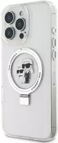 Karl Lagerfeld Ringstand Karl and Choupette MagSafe Apple iPhone 16 Pro Max dėklas telefonui baltos spalvos