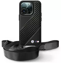 BMW BMHCP16X23PSCCK Apple iPhone 16 Pro Max 6.9" dėklas telefonui juodos spalvos M Edition Carbon Stripe & Strap