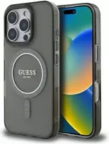 Guess GUHMP16LHFGEREK Apple iPhone 16 Pro 6.3" dėklas telefonui juodos spalvos IML Glitter Circle MagSafe