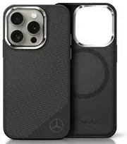 Mercedes MEHMP16X23SUGDK Apple iPhone 16 Pro Max 6.9" dėklas telefonui juodos spalvos Silikoninis Tonal Logo Wood Pattern MagSafe