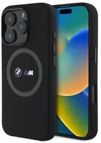 BMW BMHMP16X23SROK Apple iPhone 16 Pro Max 6.9' dėklas telefonui juodos spalvos M Silikoninis Printed Ring MagSafe