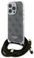 Guess GUHCP16LHC4SEW Apple iPhone 16 Pro 6.3" dėklas telefonui rudos spalvos Crossbody Cord 4G Print