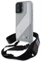 BMW BMHCP16S23PSCCG Apple iPhone 16 6.1" dėklas telefonui pilkos spalvos M Edition Carbon Stripe & Strap