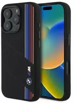 BMW BMHMP16X23SCUK Apple iPhone 16 Pro Max 6.9' dėklas telefonui juodos spalvos Silikoninis Cut Tricolor Lines MagSafe