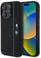 BMW BMHMP16L23SHEB Apple iPhone 16 Pro 6.3' dėklas telefonui juodos spalvos Silikoninis Hexagon Line MagSafe