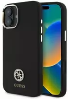 Guess GUHCP16SM4DGPK Apple iPhone 16 6.1″ juodos spalvos kietas dėklas Silicone Logo Strass 4G