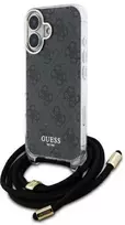 Guess GUHCP16SHC4SEK Apple iPhone 16 6.1" dėklas telefonui juodos spalvos Crossbody Cord 4G Print