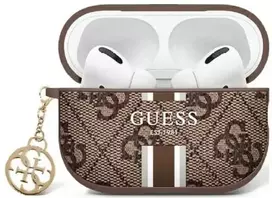 Guess GUA2P4RPSW AirPods 1/2 dėklas rudos spalvos 4G Printed Stripes Charm