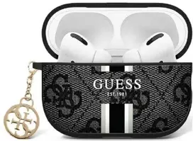 Guess GUAP2P4RPSK AirPods Pro 2 (2022/2023) dėklas juodos spalvos 4G Printed Stripes Charm