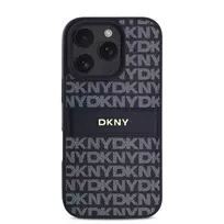 DKNY PU Leather Repeat Pattern Tonal Stripe Apple iPhone 16 Pro dėklas telefonui mėlynos spalvos