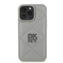 DKNY PU Leather Quilted Stack Logo Apple iPhone 16 Pro Max dėklas telefonui pilkos spalvos