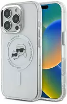 Karl Lagerfeld IML K&CH Heads Metal Frame MagSafe Apple iPhone 16 Pro Max dėklas telefonui skaidrus