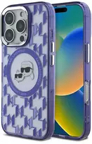 Karl Lagerfeld IML Monogram K&CH Heads MagSafe Apple iPhone 16 Pro Max dėklas telefonui violetinės spalvos