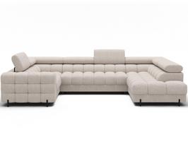 Kampinė sofa - lova Fectory, šviesiai smėlinė, 346 x 205 cm x 93 cm