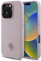 Guess PU Grained 4G Small Metal Logo MagSafe Apple iPhone 16 Pro Max dėklas telefonui rožinės spalvos