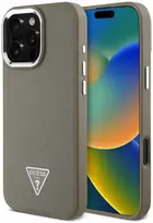 Guess PU Grained Triangle Logo Apple iPhone 16 Pro Max dėklas telefonui rudos spalvos