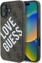 Guess PU Leather 4G Big Love Logo MagSafe Apple iPhone 16 dėklas telefonui rudos spalvos