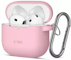 Apple AirPods 4 Tech-Protect silikoninis Hook dėklas jūsų ausinėms rožinės spalvos