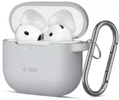Apple AirPods 4 Tech-Protect silikoninis Hook dėklas jūsų ausinėms pilkos spalvos