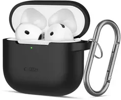 Apple AirPods 4 Tech-Protect silikoninis Hook dėklas jūsų ausinėms juodos spalvos