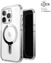 Speck Presidio Perfect-Clear ClickLock & Magsafe – dėklas, skirtas iPhone 15 Pro (skaidrus / chromo apdaila / ramus sidabras)