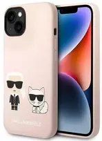 Karl Lagerfeld KLHMP14SSSKCI iPhone 14 6.1" kietas dėklas šviesiai rožinis / šviesiai rožinis silikoninis Karl & Choupette Magsafe dėklas