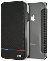 BMW BMTRBKI65PUCARTCBKApple iPhone XS Max book dėklas telefonui juodos spalvos Carbon Tricolor Stripe