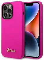 Guess silikoninis dėklas iPhone 14 Pro Max, fuksijos spalvos