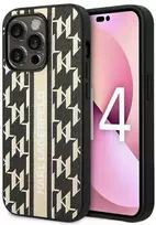 Karl Lagerfeld KLHCP14XPGKLSKW iPhone 14 Pro Max 6,7 colių kietasis dėklas Ruda / Ruda Monogram Stripe