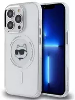 Karl Lagerfeld KLHMP13LHLSCHH Apple iPhone 13 Pro 6.1" dėklas telefonui baltos spalvos IML Metal Choupette Head MagSafe