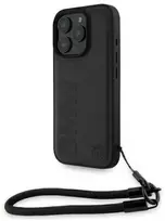 BMW BMHCP16X23RMRLK Apple iPhone 16 Pro Max 6.9" dėklas telefonui juodos spalvos Signature Leather Wordmark Cord