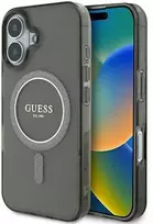 Guess GUHMP16MHFGEREK Apple iPhone 16 Plus 6.7″ juodos spalvos kietas dėklas IML Glitter Circle MagSafe