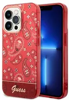 „Guess“ GUHCP14LHGBNHR iPhone 14 Pro 6.1" raudonas/raudonas kietas dėklas su „Bandana Paisley“ raštu