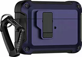 Hurtel Airpods 4 Pro Armor dėklas su karabinu – violetinės spalvos