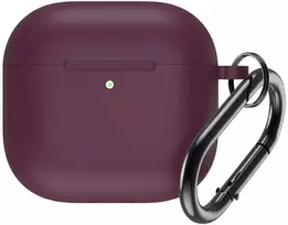 Hurtel Silikoninis dėklas skirtas Airpods 4 su karabinu - Burgundy