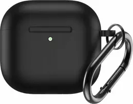 Hurtel Silikoninis dėklas skirtas Airpods 4 su karabinu - juodos spalvos
