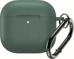 Hurtel Silikoninis dėklas skirtas Airpods 4 su karabinu - žalios spalvos