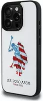 Us Polo Assn US Polo USHCP15XPUSH Apple iPhone 15 Pro Max 6,7" dėklas telefonui baltos spalvos Leather Big DH American Flag