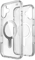 Speck Presidio Perfect-Clear ClickLock & MagSafe – dėklas, skirtas iPhone 16 Plus (skaidrus / chromo apdaila / ramus sidabras)
